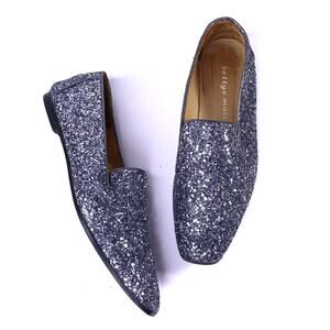 BETTYE MULLER Glitter Loafer Metallic Blue/Gray Smoking Shoe Women's 39.5/US